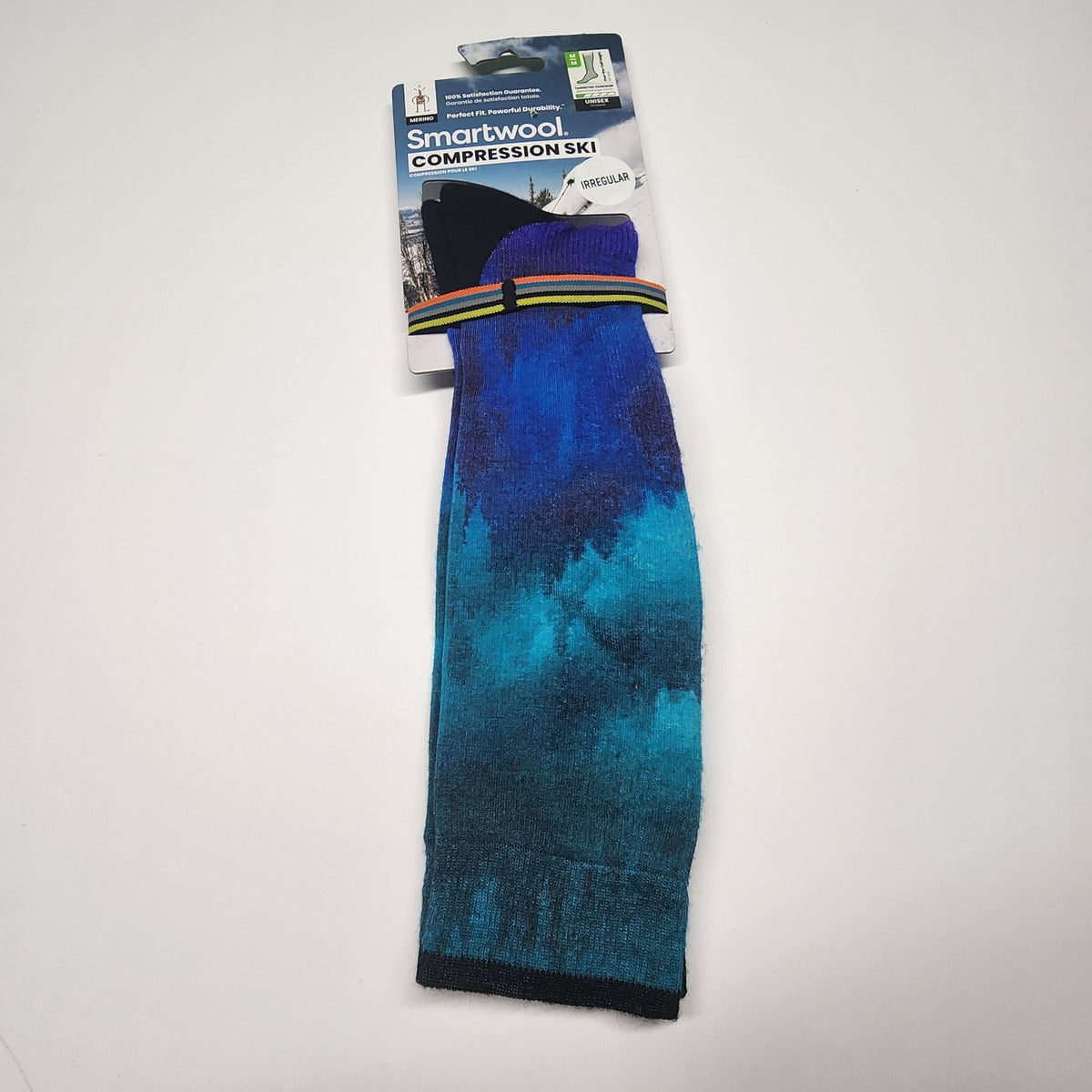 Merino Wool Ski Socks with Targeted Compression - Over The Calf, Forest Graphic, Medium
