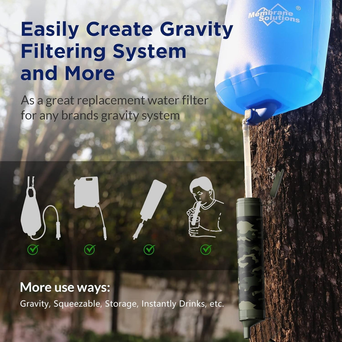 Portable Water Filter Straw 6 Pack Emergency Purifiers for Camping Hiking Survival