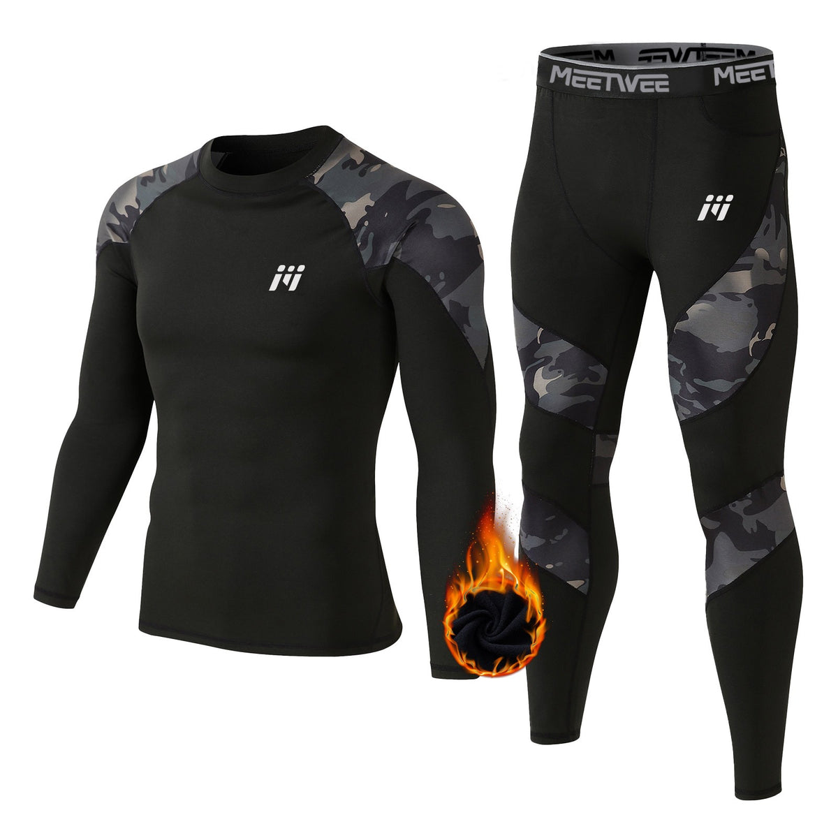 Men's Winter Fleece-Lined Thermal Long Johns Set Warm Underwear