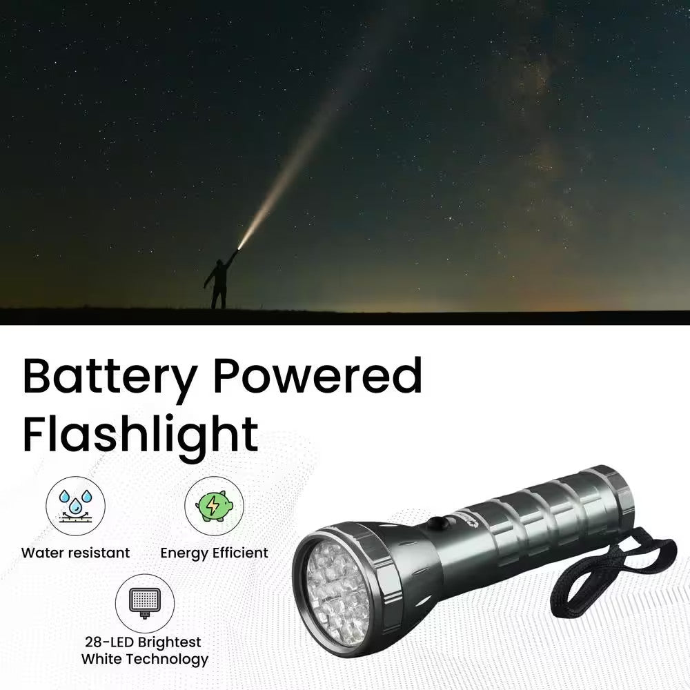 LED Flashlight 28 LED Portable Emergency Camping Light Silver