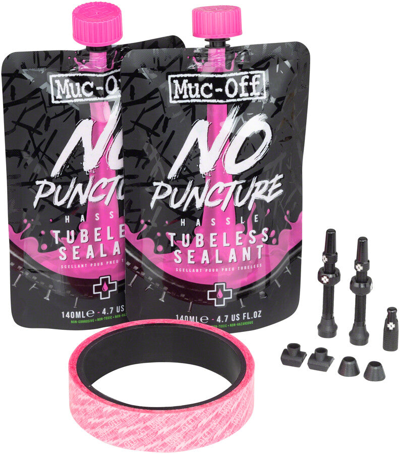 Tubeless Wheelset Setup Kit with Rim Tape Valves Sealant - MTB & Road