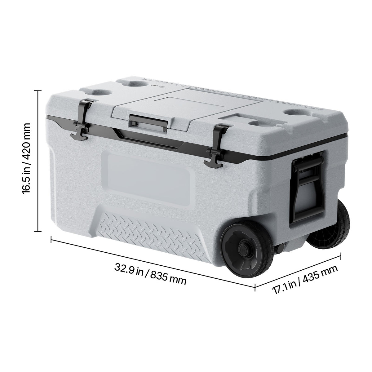 Portable Cooler 74 QT Insulated Wheeled Cooler for 120 Cans, Outdoor Use