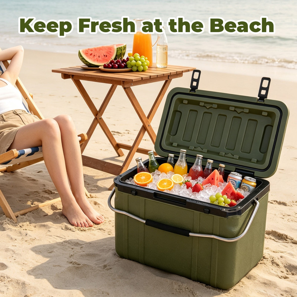 20 Quart Insulated Hard Shell Cooler Box Portable Ice Chest for Camping