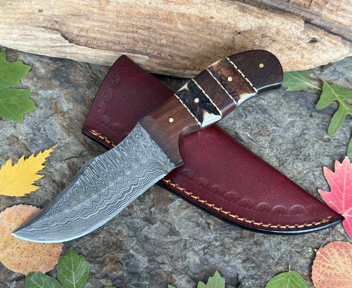 Handmade Damascus Folding Knife with Multiple Color Variants