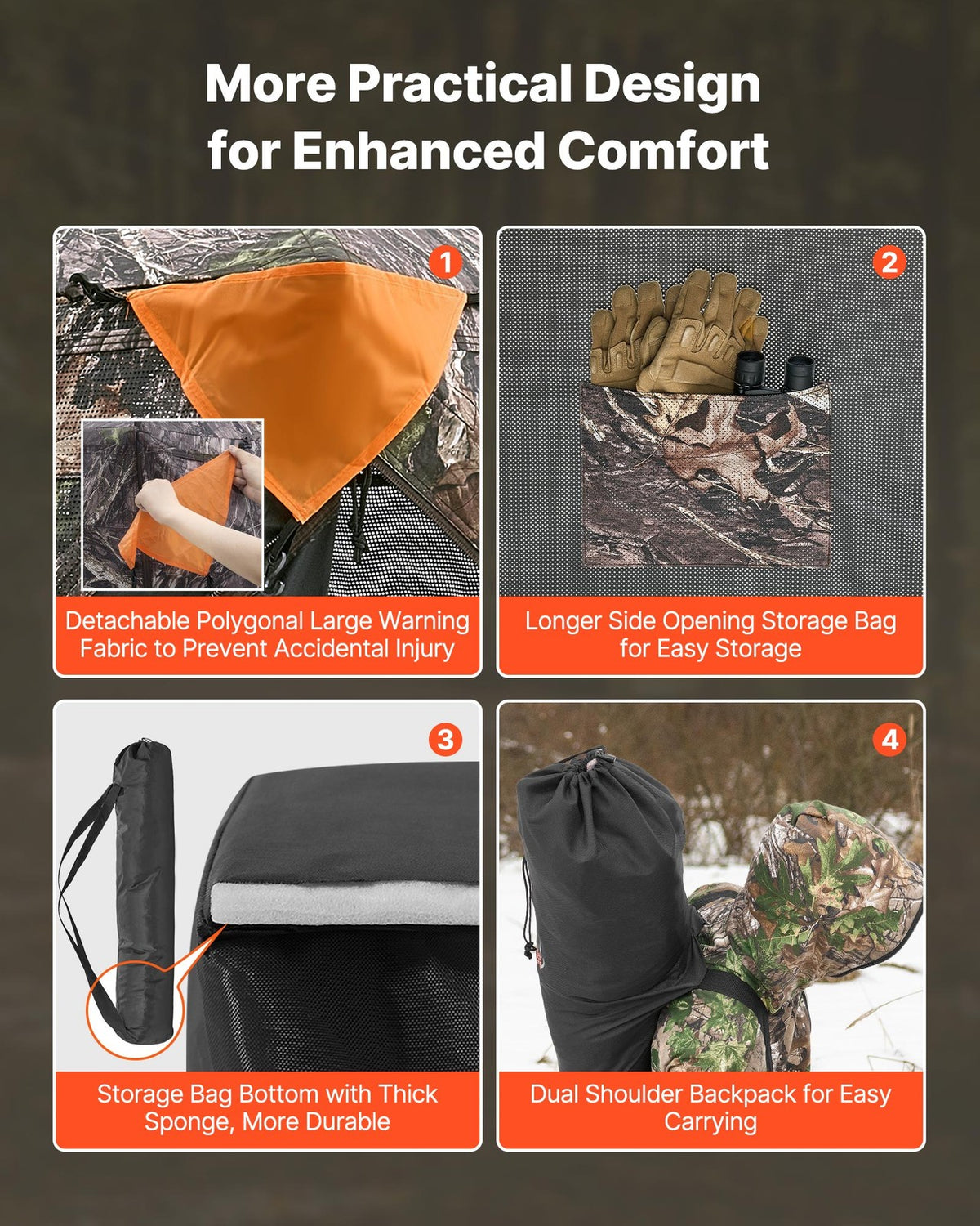 270° See-Through Hunting Blind for 1-3 People - Ground Concealment Shelter