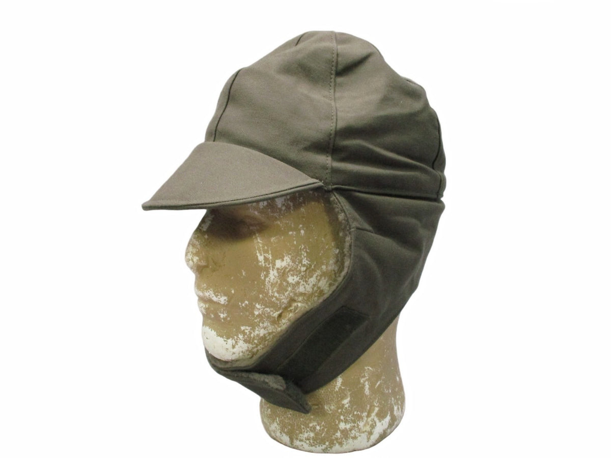 Military Winter Cap with Ear Flaps - Olive Green, Size 55