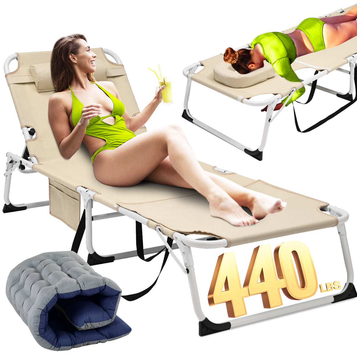 Heavy Duty Folding Camping Cot with Mattress - Portable Adult Sleep Bed