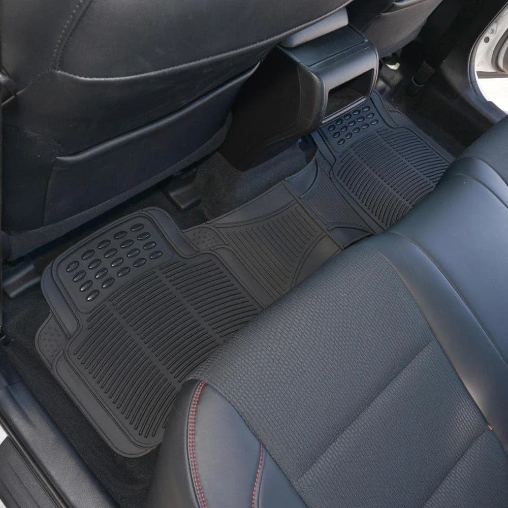 Heavy Duty Rubber Rear Floor Mats for Vehicles - All Weather Trimmable, Non-Slip Protection