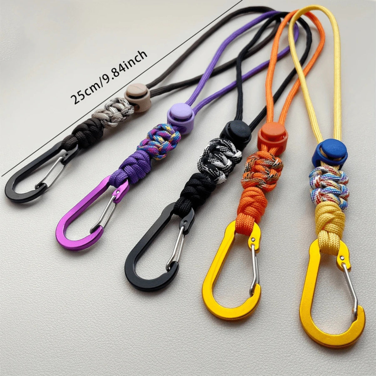 Adjustable Paracord Water Bottle Holder with Carabiner Keychain