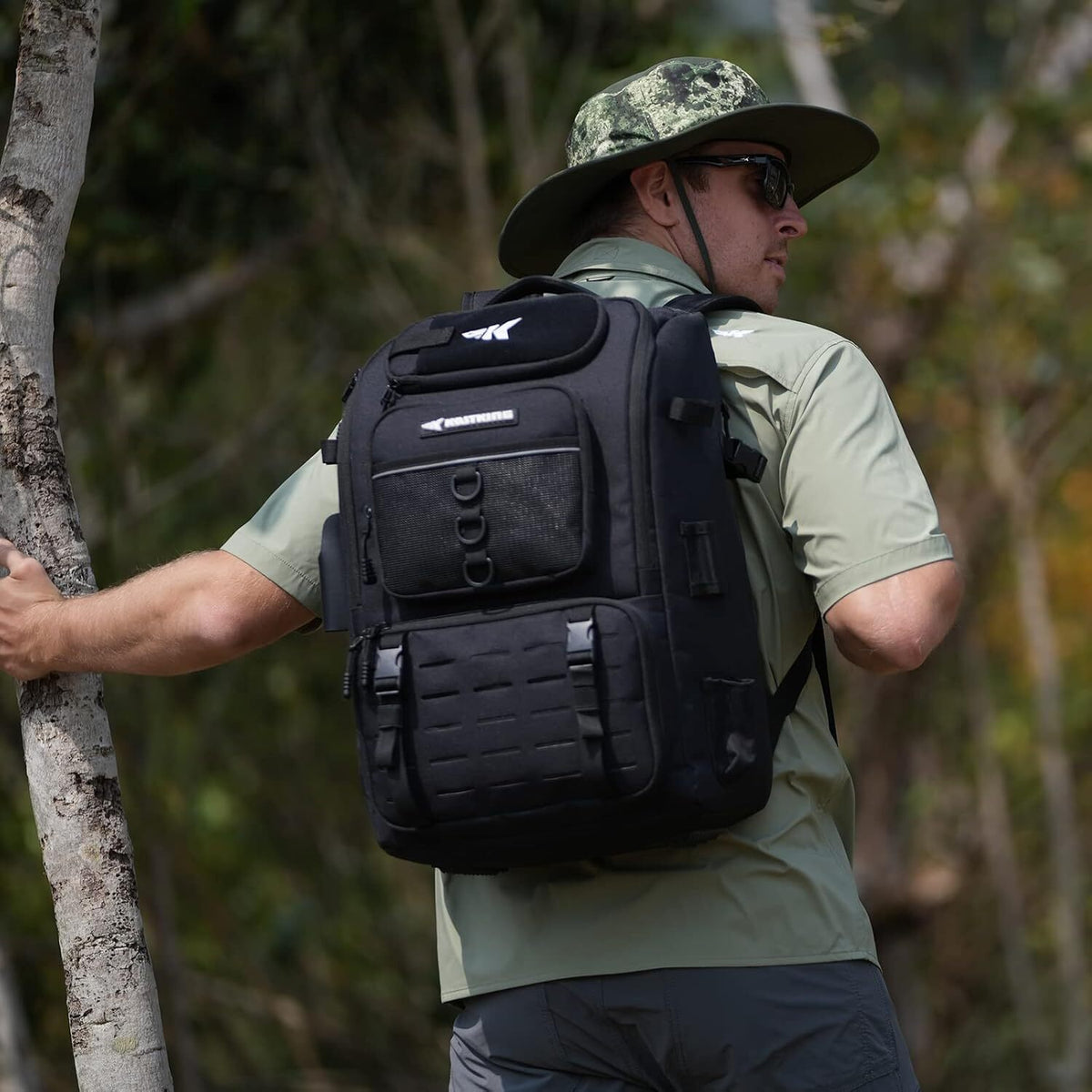 Fishing Tackle Backpack with Rod Holders 4 Tackle Boxes 40L Outdoor Bag