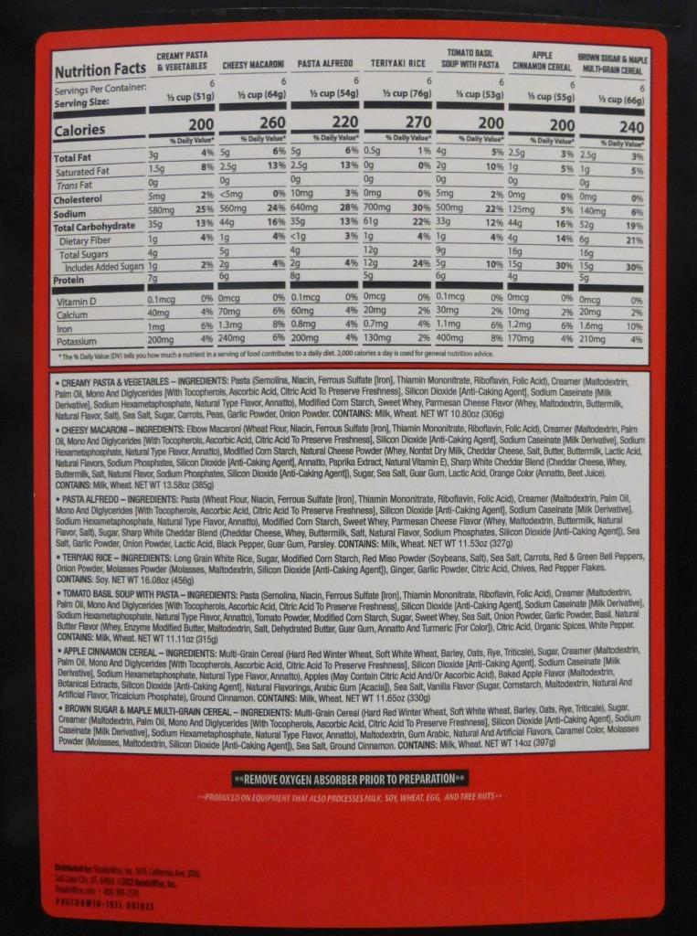 Emergency Freeze Dried Food Bucket with 132 Servings, Just Add Water