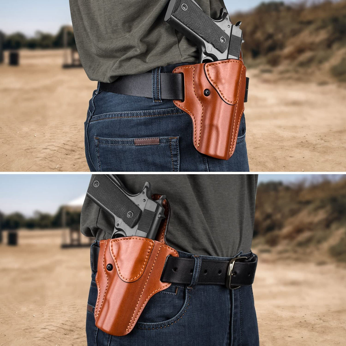 1911 Leather Holster for 5-Inch Barrels OWB Concealed Carry - Fits Colt Kimber Springfield