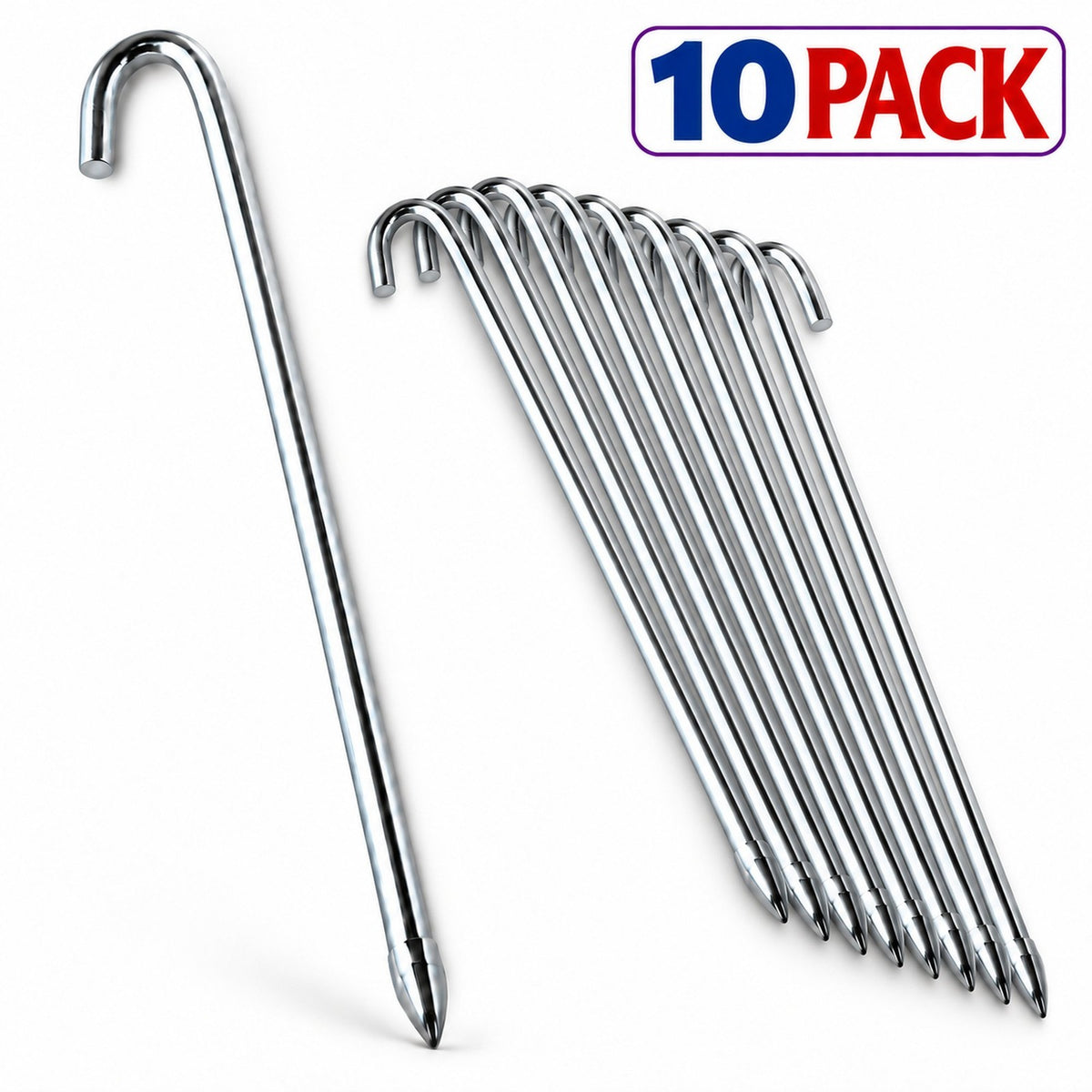 Heavy Duty 18-Inch Tent Stakes - Pack of 10 Ground Anchors for Canopies & Inflatables