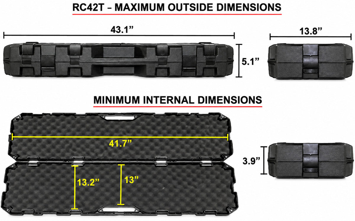 42-Inch Tactical Rifle Hard Case with Foam Lockable Storage USA Made