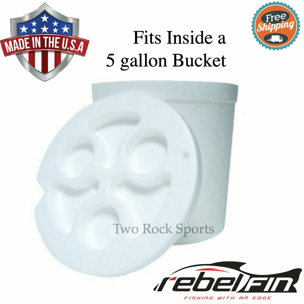 5 Gallon Foam Minnow Bait Bucket Liner - Fits Most Plastic Buckets, Made in USA