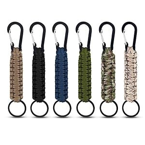 6 Pack Paracord Keychains with Carabiners Durable Braided Lanyards