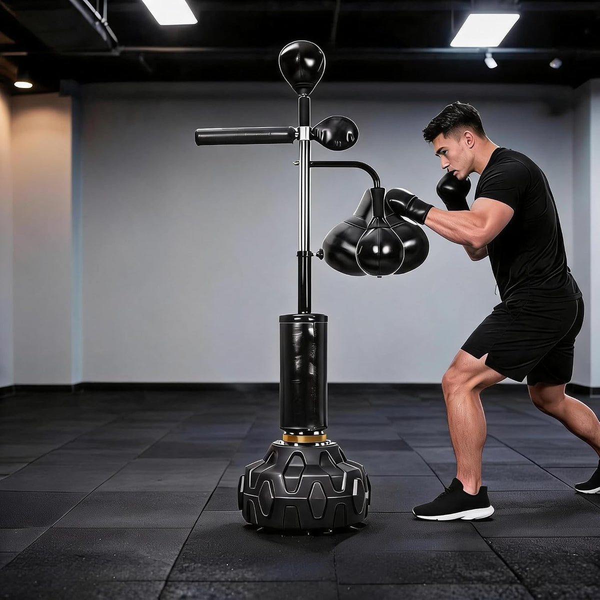 Freestanding Speed Bag Stand Boxing Punching Rack with Adjustable Height Home Gym