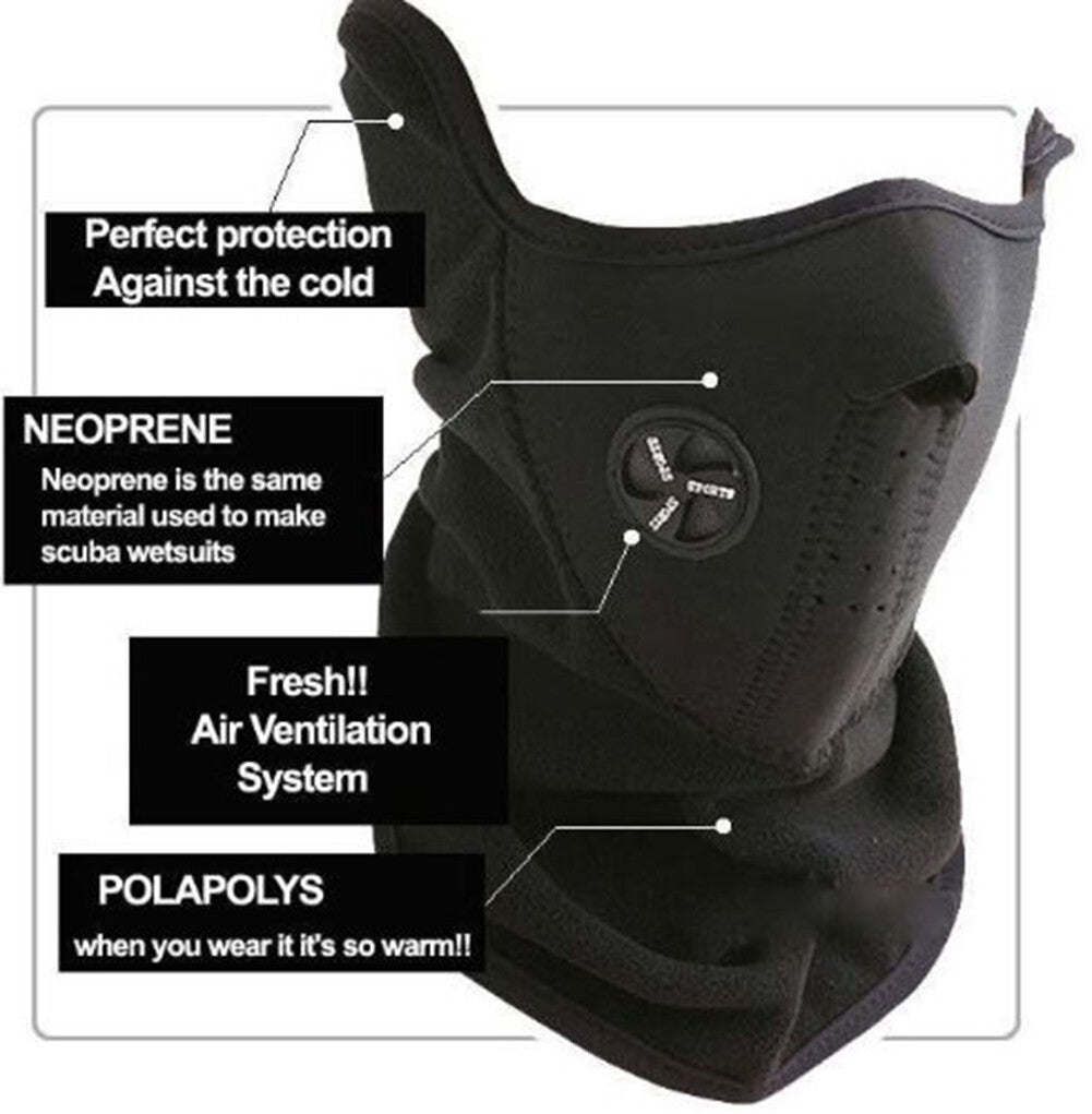 Neoprene Half Face Mask Ski Motorcycle Cycling Neck Warmer - Multiple Colors & Quantities