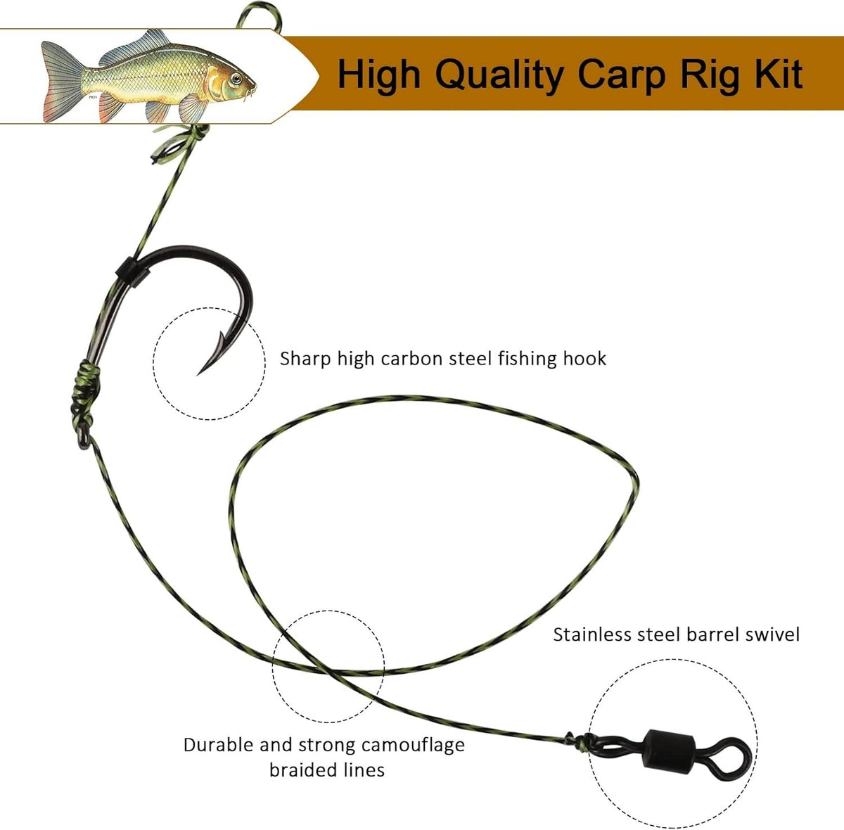 Carp Fishing Hair Rig Kit with Hooks, Bait & Accessories - 151 Pieces