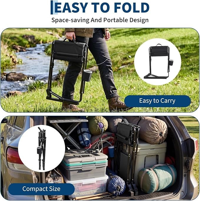 Portable Folding Rocking Camping Chair with Built-In Cup Holder