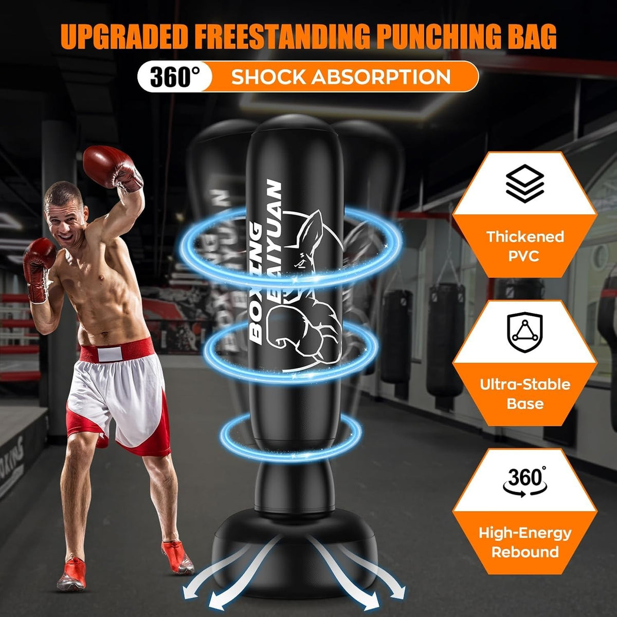 70-Inch Freestanding Punching Bag with Stand for Stress Relief and Fitness