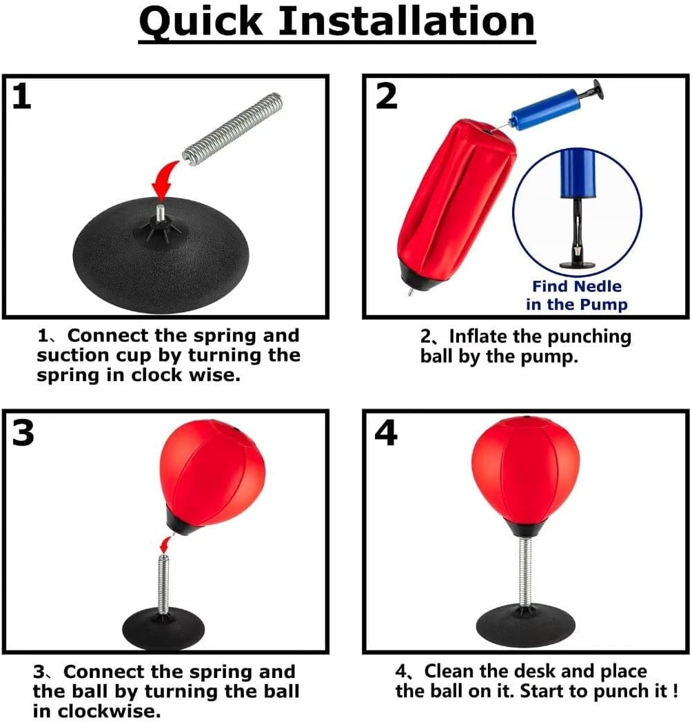 Stress Buster Desktop Punching Bag with Suction Cup - Office Stress Relief Toy