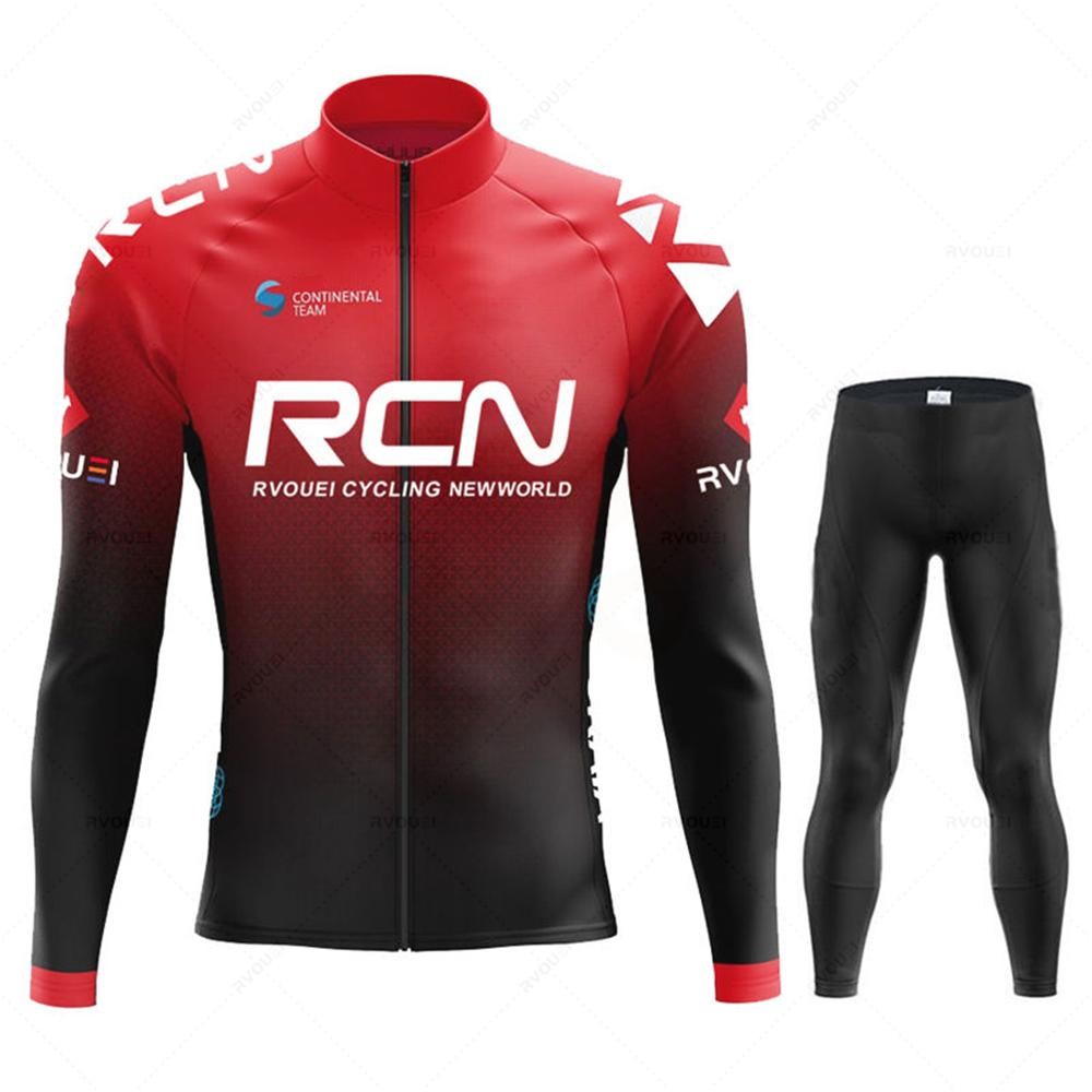 Unisex Cycling Jersey Set with Long Bib Pants for MTB Road Bike