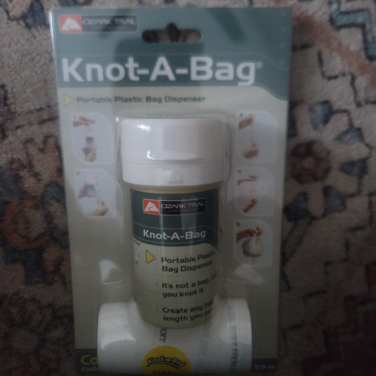 Knot-A-Bag Portable Plastic Bag Dispenser for Outdoor & Travel Use