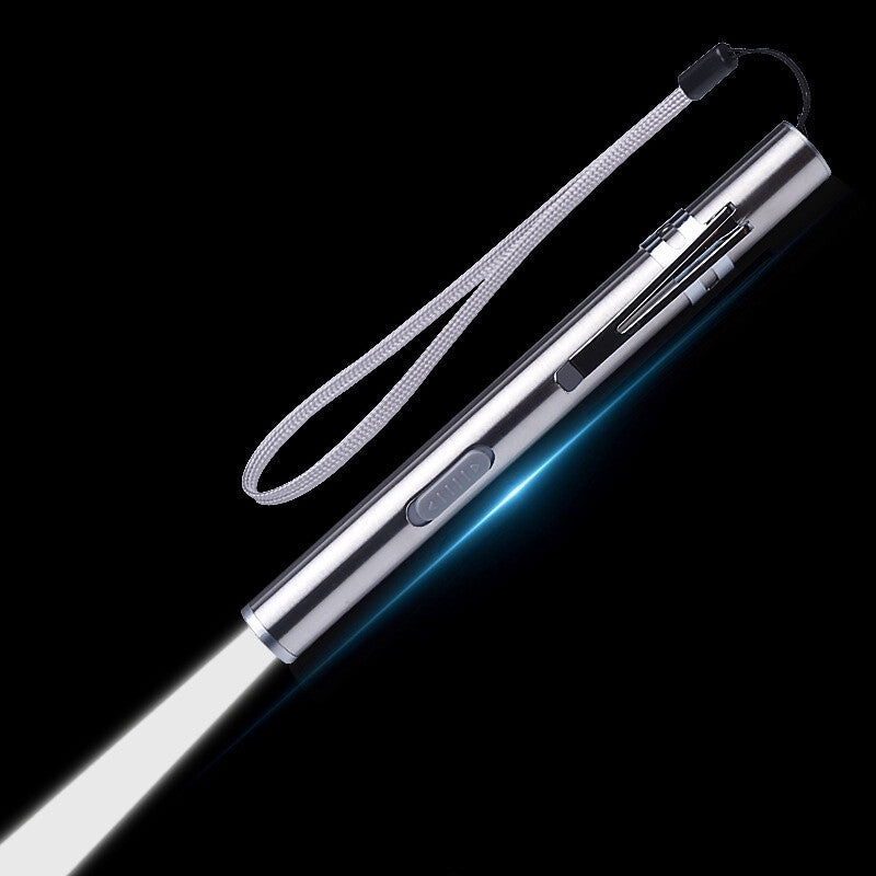 USB Rechargeable Mini LED Flashlight Stainless Steel Pen Light 1000 Lumens Pack