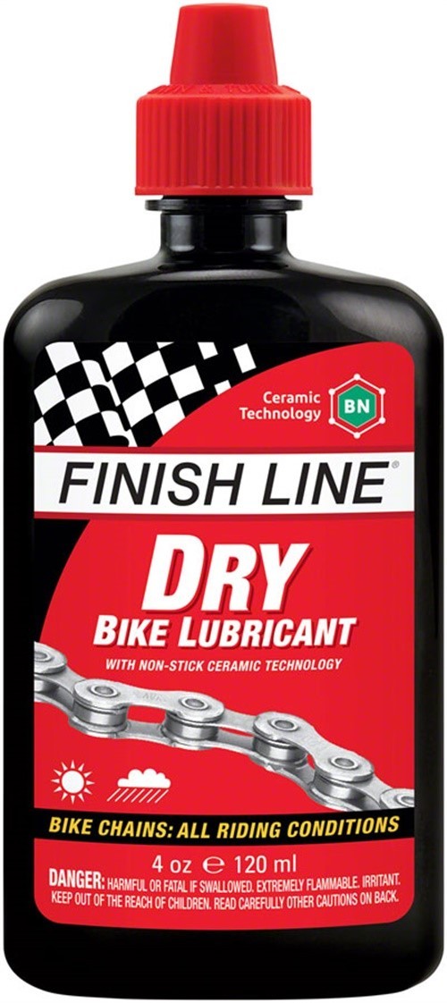 Finish Line Dry Ceramic Bike Chain Lube - 4oz Drip Bottle for Drivetrain Efficiency