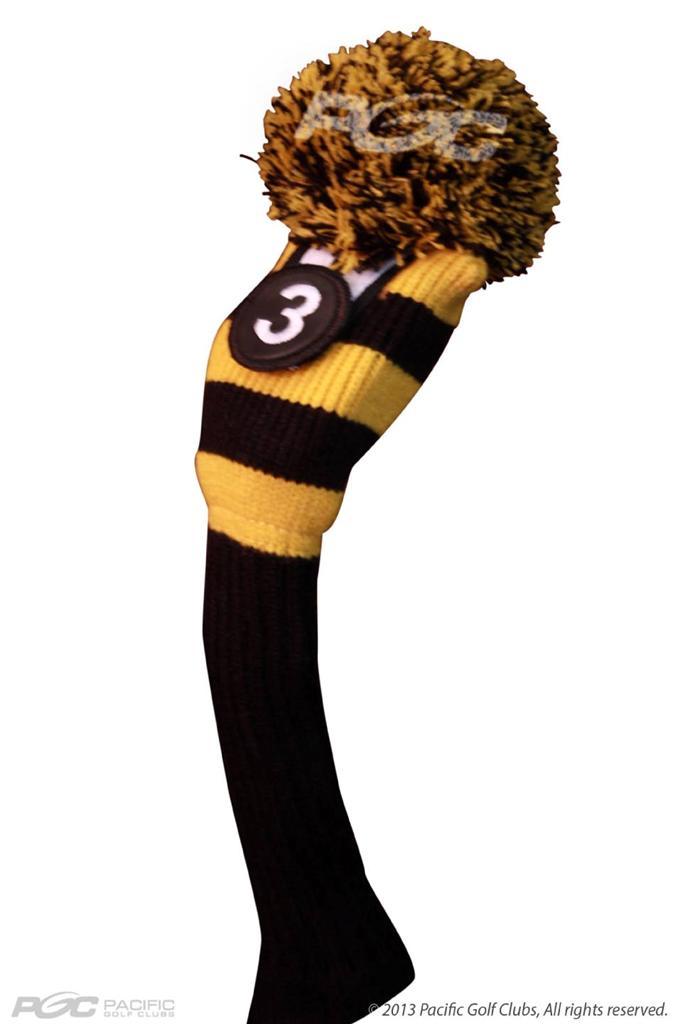 Golf Headcovers Set for Hybrids - Black and Gold Knit 3-Piece