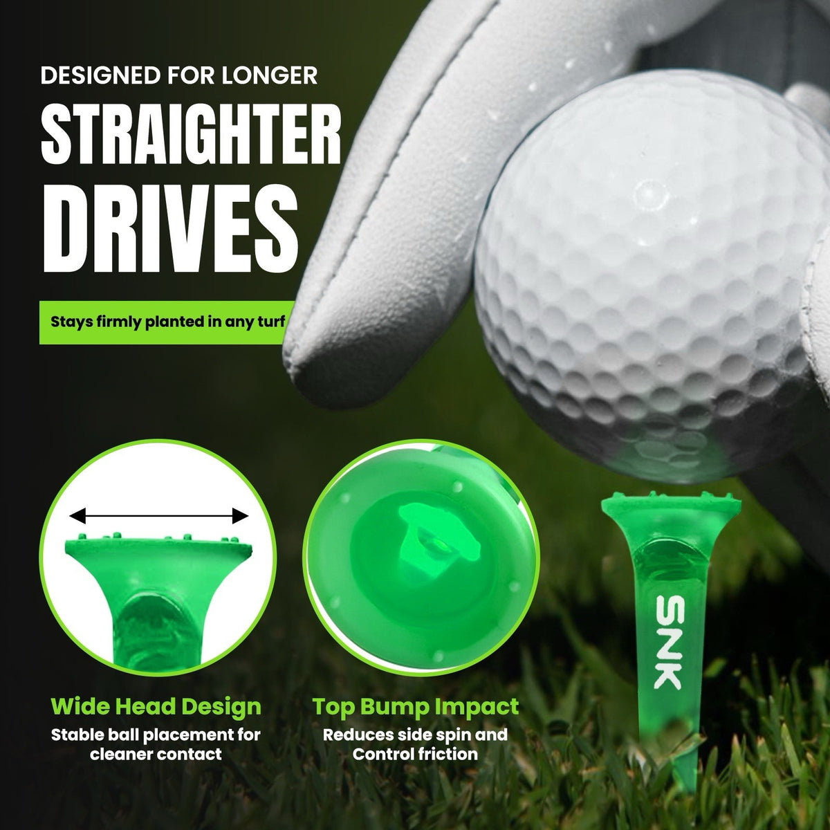 Unbreakable Plastic Golf Tees 21-Pack for Long Drive Performance