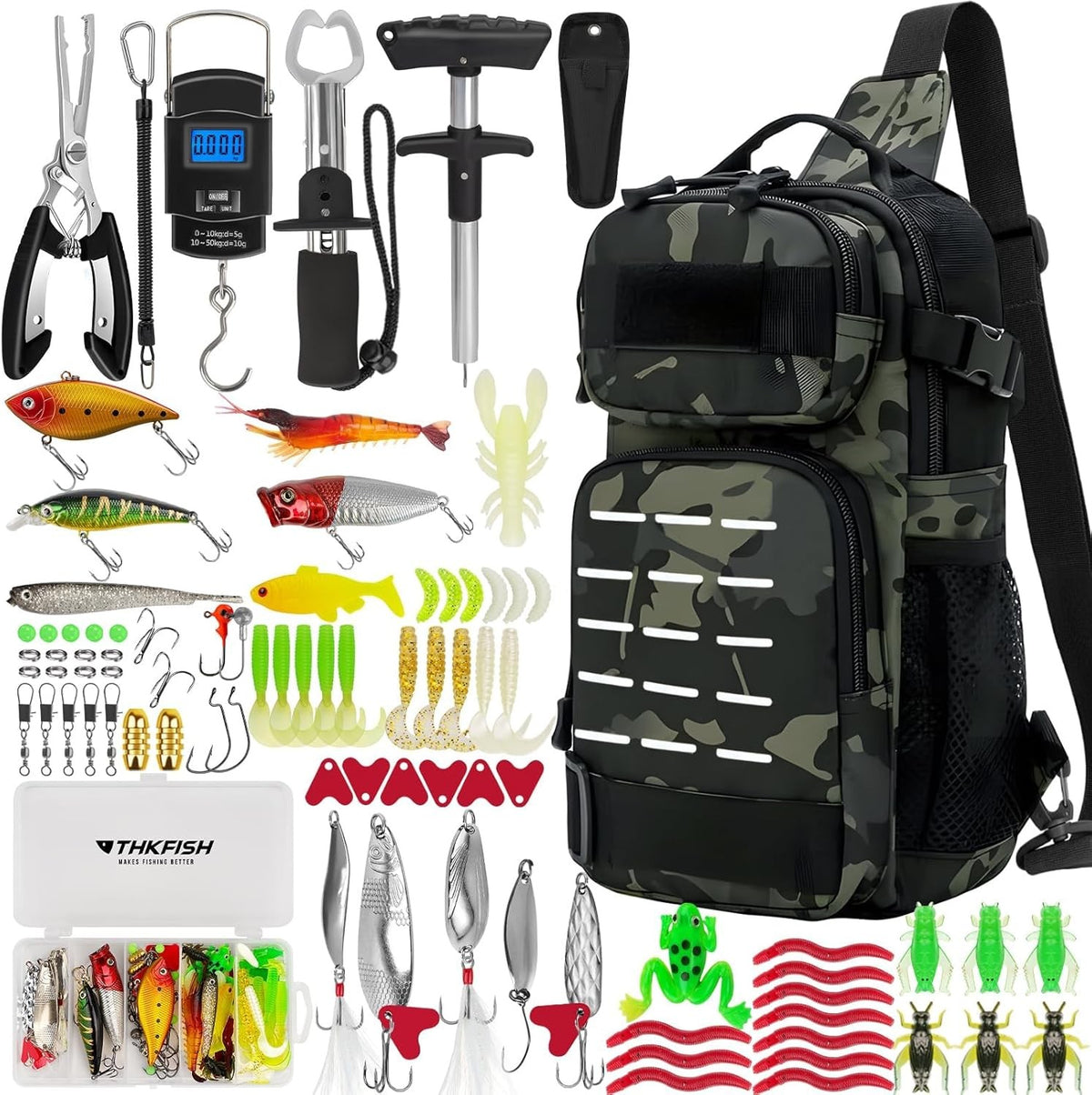 Complete Fishing Tackle Kit Set with Lures, Hooks, Accessories & Tackle Box
