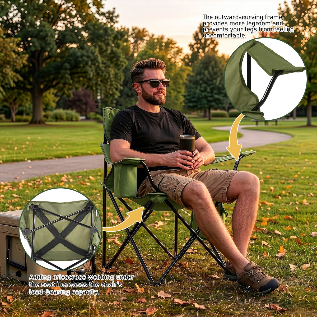 Heavy Duty Portable Camping Chair with Foldable Design for Indoor Outdoor Use