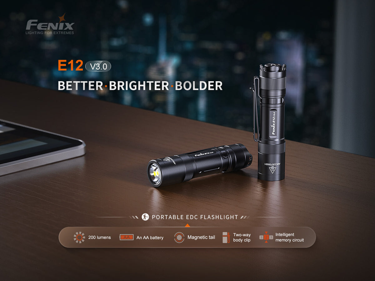 Fenix E12 V3.0 200 Lumen Compact LED Flashlight with AA Battery