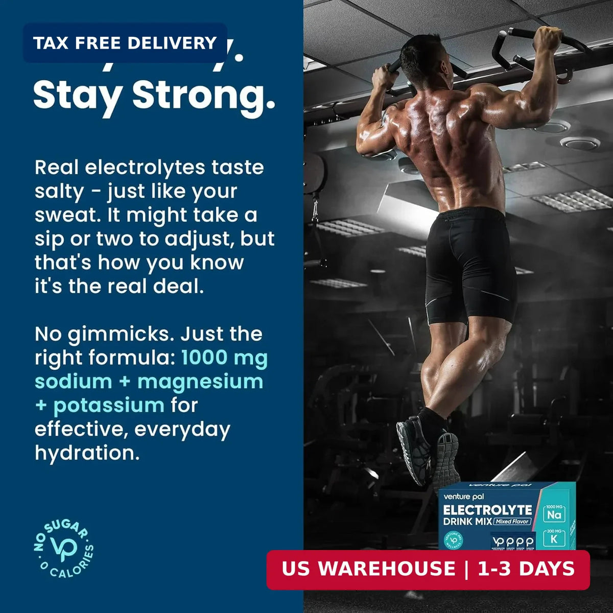 High Sodium Sugar-Free Electrolyte Powder Packets for Hydration - 16 Sticks