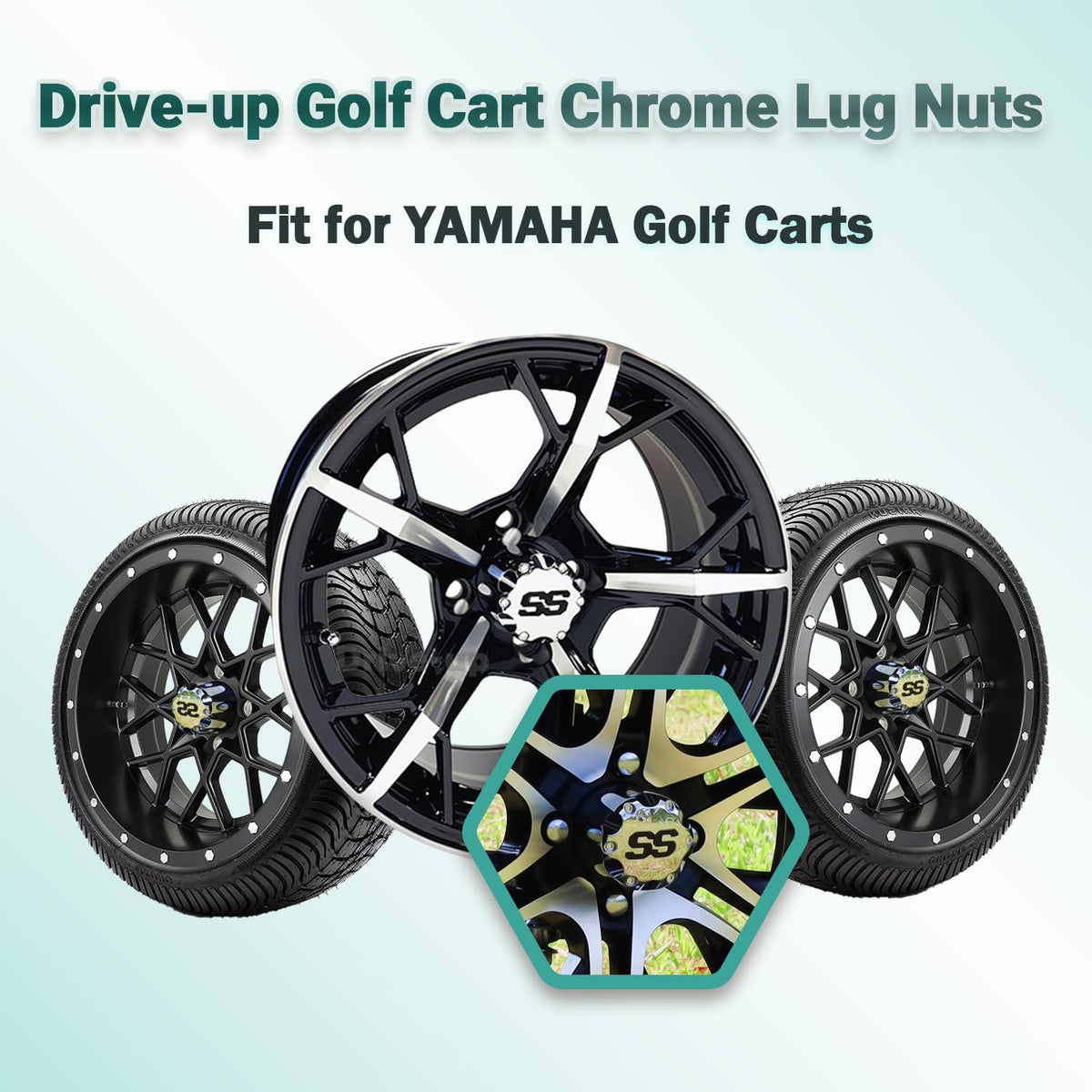 Golf Cart Chrome Lug Nuts Fits Yamaha and GEM Models 12MM x 1.25 Pack of 16