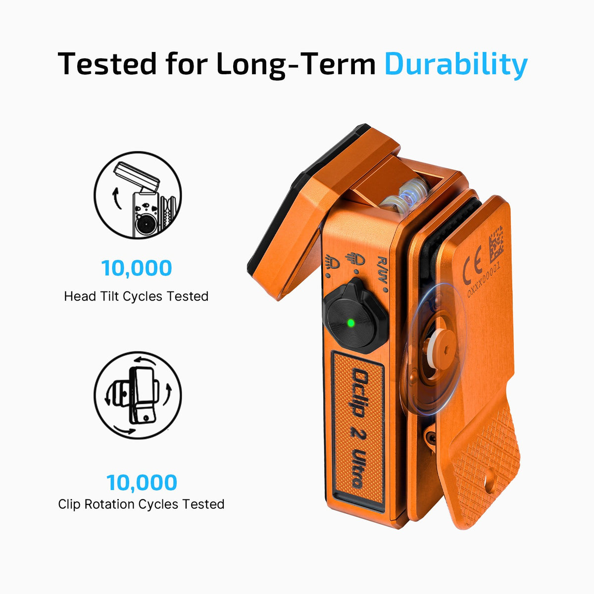 Olight Oclip 2 Ultra Amber Orange Clip Flashlight with UV Floodlight Red Spotlight 580 Lumens