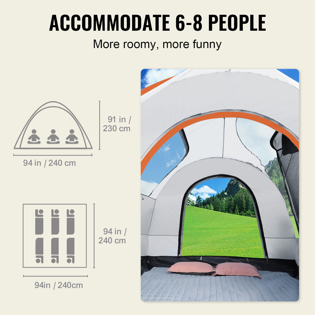 SUV Camping Tent Waterproof 8' x 8' for Jeep Wrangler Pick-up