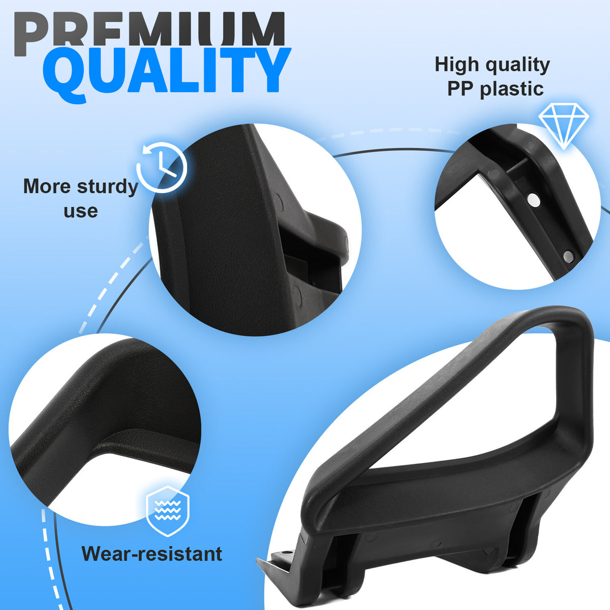 Golf Cart Seat Handles Hip Restraints for EZGO TXT 1994-Up - Black