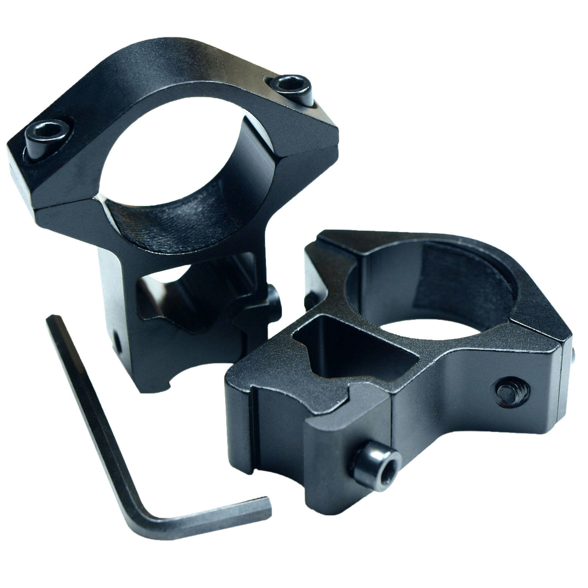 High Profile Dovetail Scope Ring Mounts - Aluminum, 1 Inch Diameter, Black