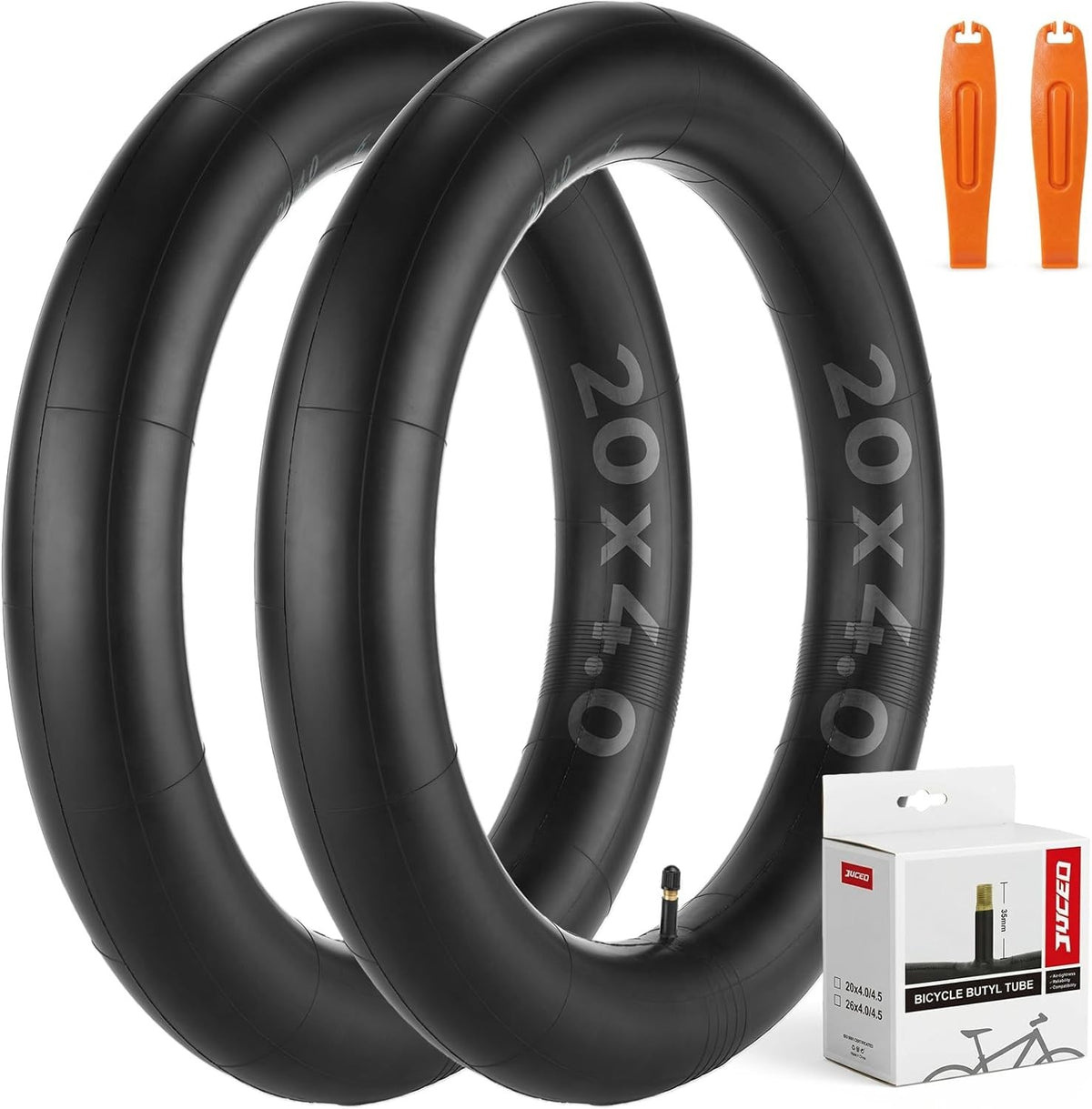 Fat Bike Inner Tubes 20x4.0 with Tire Levers - Heavy Duty, Puncture Resistant
