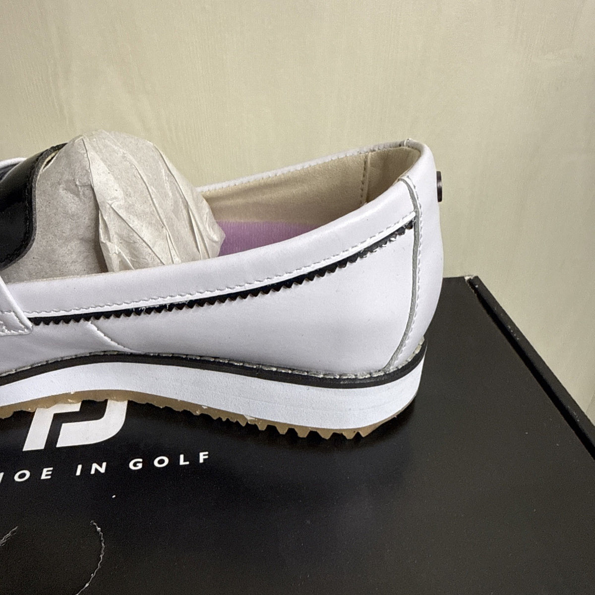 Women's Slip-On Golf Shoes FJ Sandy #92383 White Black Size 6W Wide