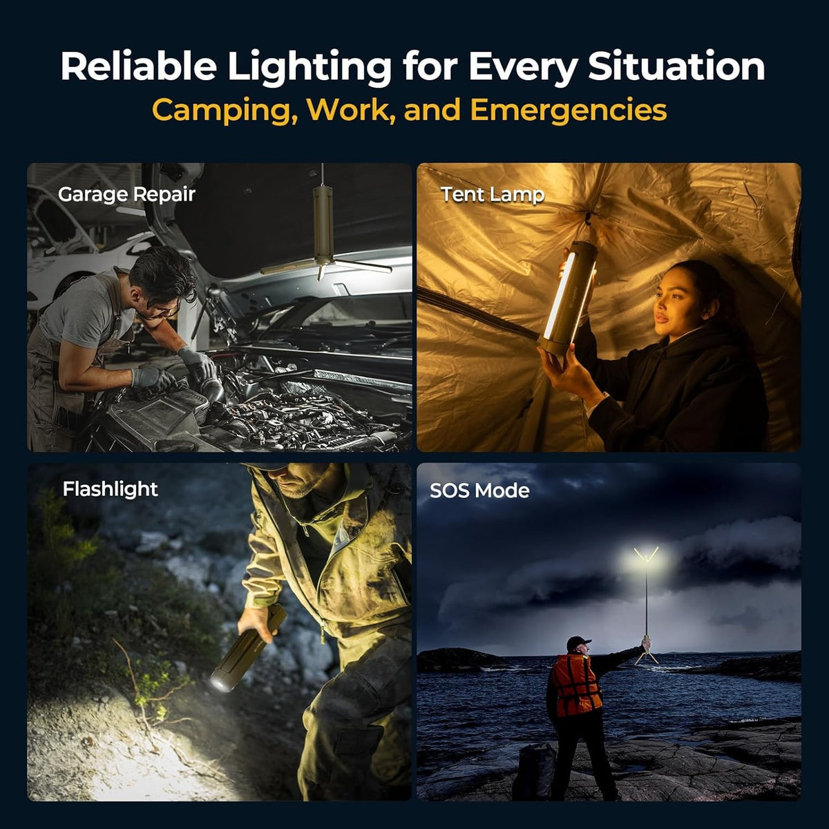 Rechargeable Telescopic Camping Light with 15600mAh Power Bank