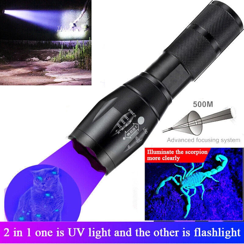 Rechargeable LED Flashlight Tactical Torch 500m Zoomable Handheld