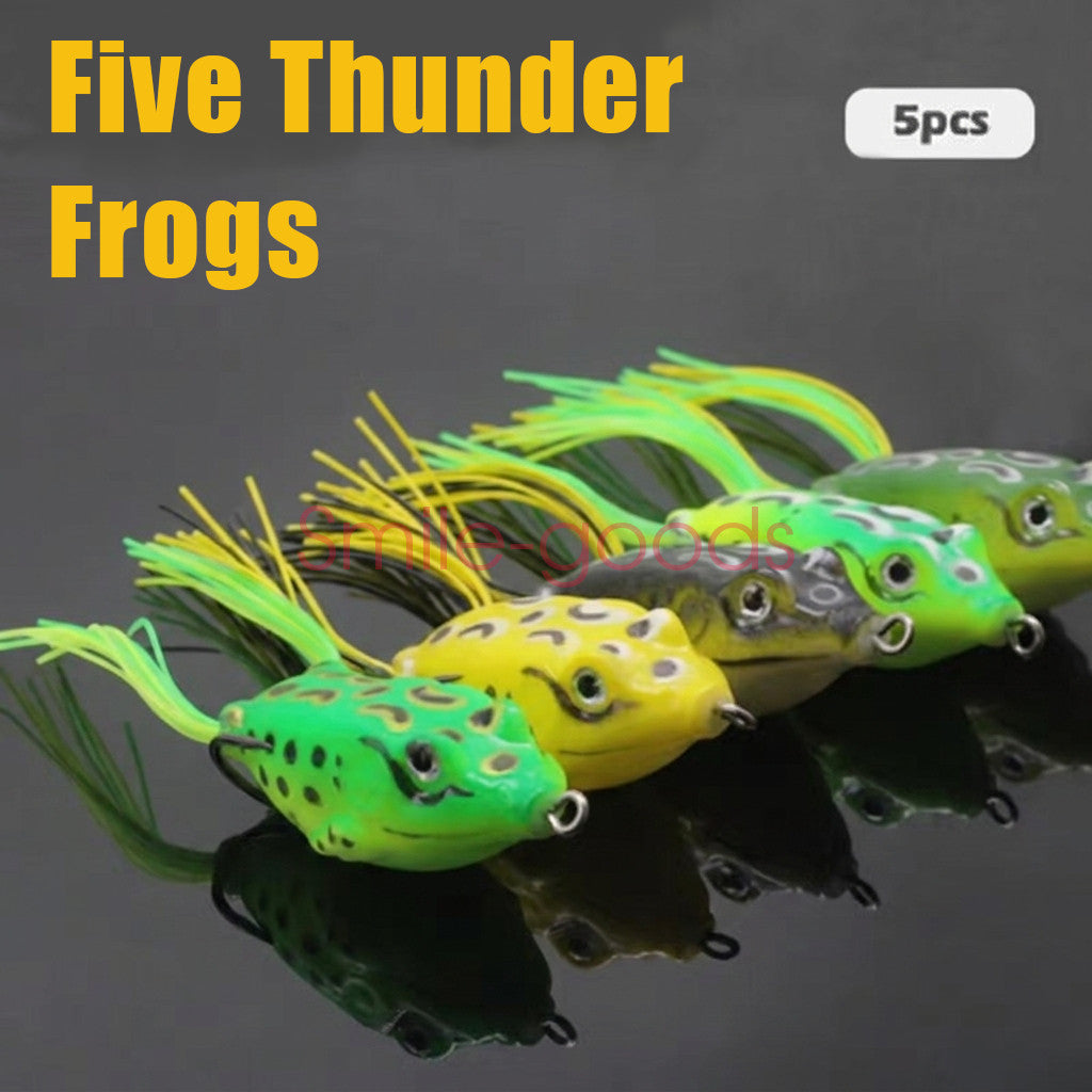 5pcs Frog Soft Fishing Lures Set - Topwater Crankbaits for Bass, 5.5cm, 13g