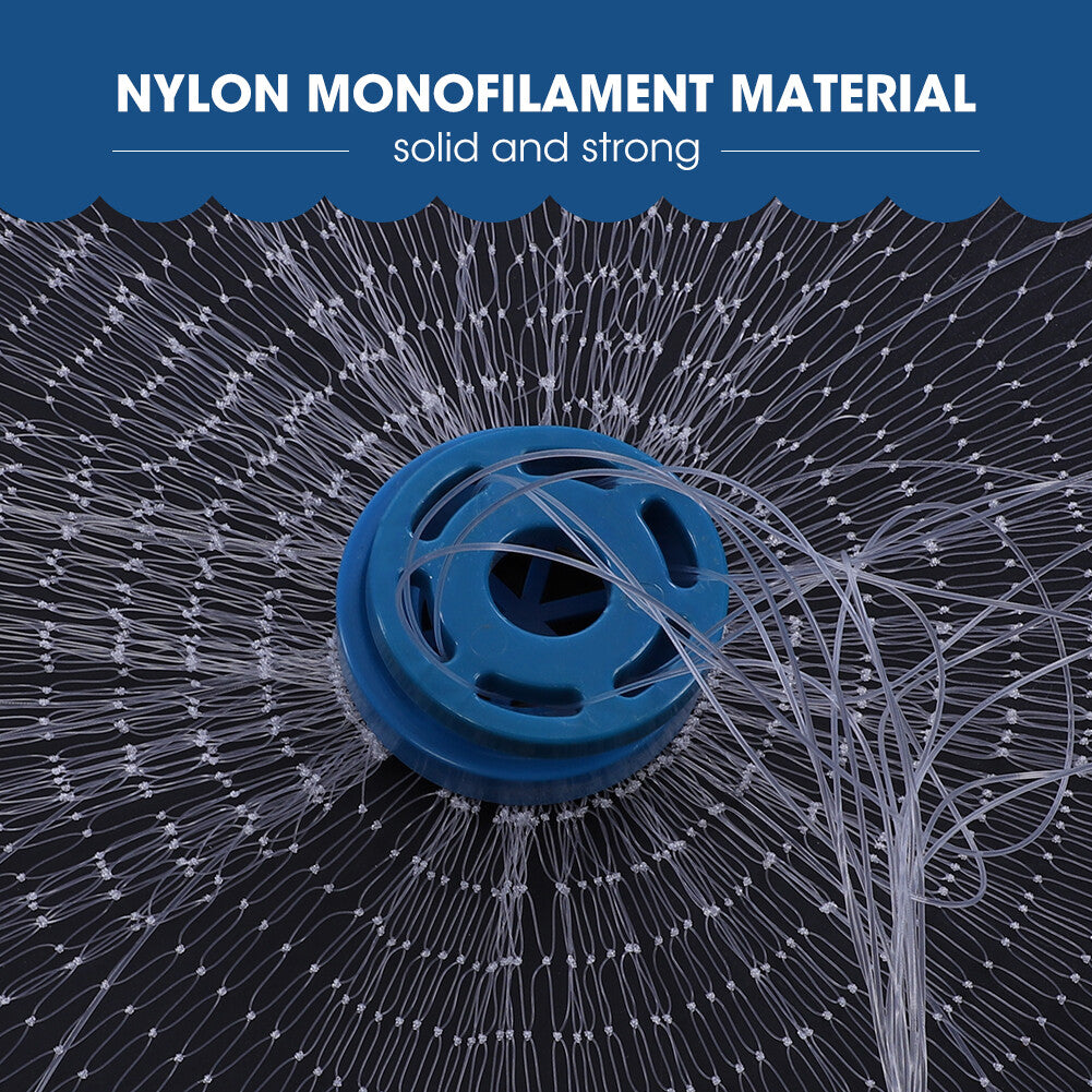 Heavy Duty Nylon Cast Net for Fishing - Multiple Radius Sizes