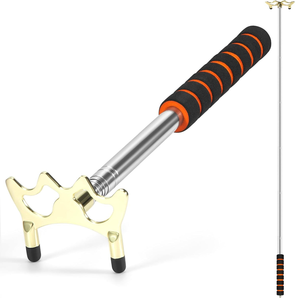 Retractable Pool Bridge Stick with Brass Head — Adjustable Multi-Angle Cue Accessory