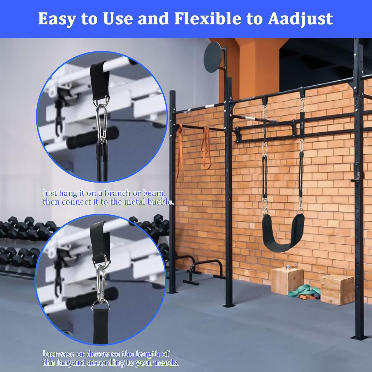 Favuit Fitness Pulley Cable Attachments – Tricep Extension Straps (2 Nylon Straps + 2 Steel Buckles) 220 lbs