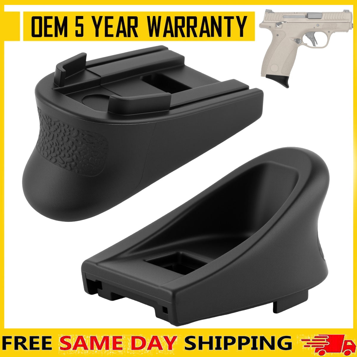 Pinky Extension Magazine Base Plate for S&W Bodyguard 2.0 10-Round - Black, Pack of 1-3